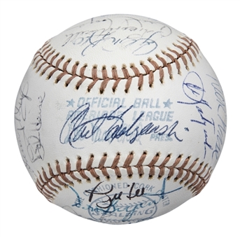 1975 Boston Red Sox Team Signed OAL MacPhail Baseball With 25 Signatures Including Fisk, Rice, and Yastrzemski (JSA)
